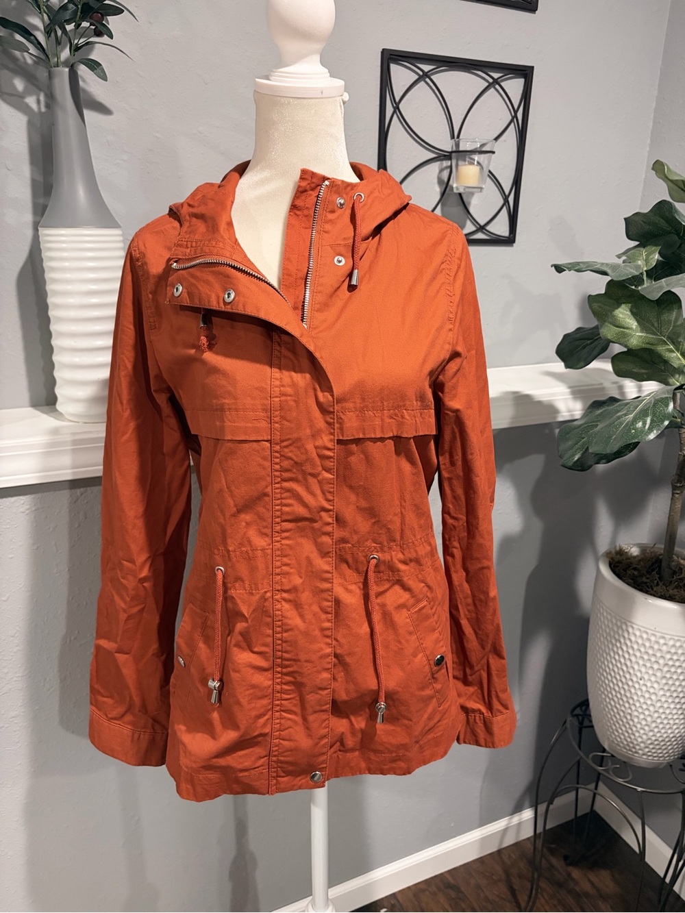 Love Tree Women's Hooded Utility Jacket - Burnt Orange